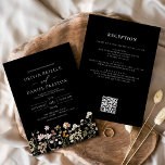 Wildflower Black White All in One QR Code Wedding Invitation<br><div class="desc">Immerse your guests in the romance of nature with our Boho Wildflower Garden Wedding Invitation. Inspired by the beauty of untamed blooms, this invitation captures the essence of a free-spirited celebration. The enchanting design features delicate wildflowers dancing amidst lush greenery, setting the perfect tone for your garden wedding. The boho-chic...</div>
