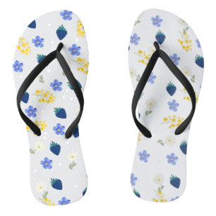 Wildflower & Blackberry Floral Pattern Flip Flops