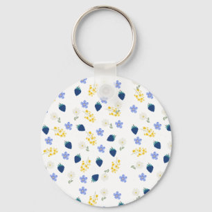 Wildflower & Blackberry Floral Pattern Keychain