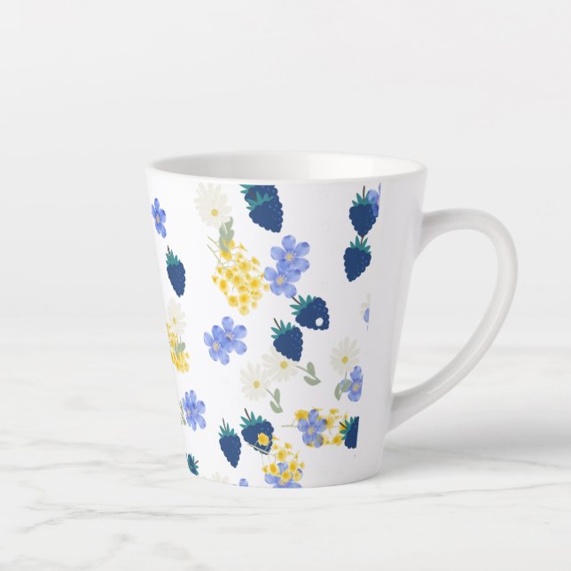 Wildflower & Blackberry Floral Pattern Latte Mug (Right)