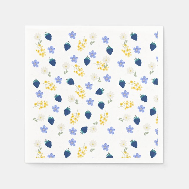 Wildflower & Blackberry Floral Pattern Napkin (Front)