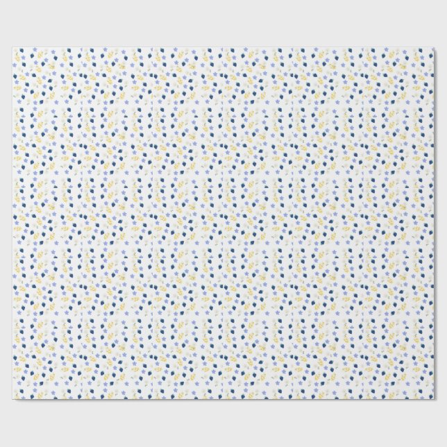Wildflower & Blackberry Floral Pattern Wrapping Paper (Flat)