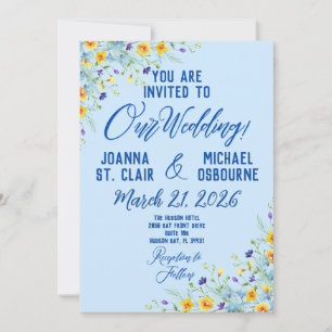 Wildflower Bliss Beautiful Floral on Blue Invitation