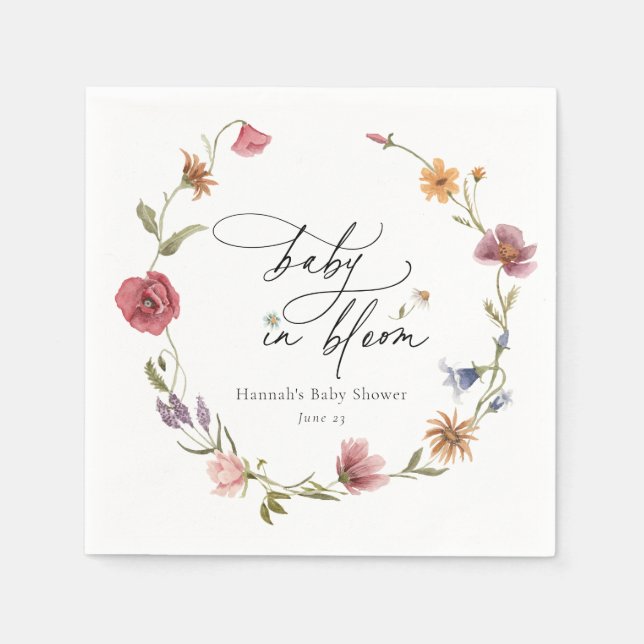 Wildflower Bloom Baby Shower Napkins (Front)