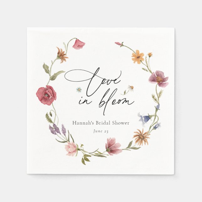 Wildflower Bloom Bridal Shower Napkins (Front)