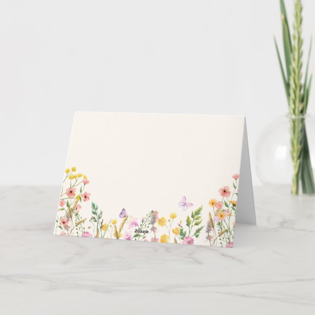 Wildflower Bloom Elegant Spring Baby Shower Thank You Card (Back)