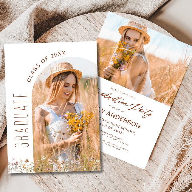 Wildflower Bloom Graduation Party Arch Photo Invitation (Creator Uploaded)