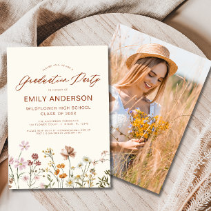 Wildflower Bloom Graduation Party Photo Invitation