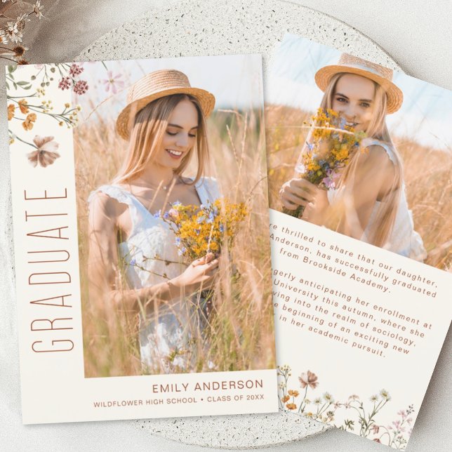 Wildflower Bloom Graduation Photo Announcement (Creator Uploaded)