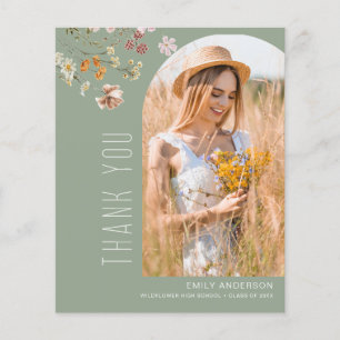 Wildflower Bloom Graduation Photo Thank You