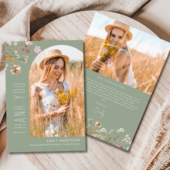 Wildflower Bloom Graduation Photo Thank You (Creator Uploaded)