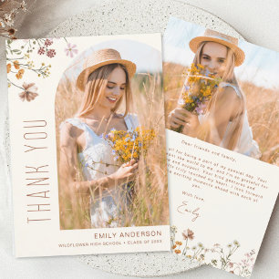 Wildflower Bloom Graduation Photo Thank You Invitation