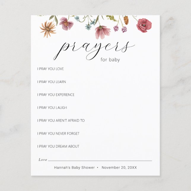 Wildflower Bloom Prayers for Baby (Front)