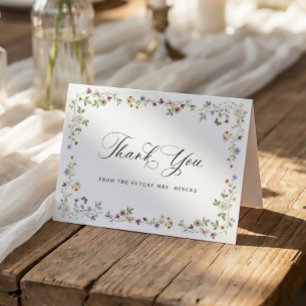 Wildflower Bloom Vintage Floral Bridal Shower Thank You Card