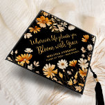 Wildflower - Bloom with Grace - Boho Chic Graduate Graduation Cap Topper<br><div class="desc">Introducing our stunning graduation cap topper adorned with a beautiful display of wildflowers in shades of cream, orange, terracotta, and beige set against a striking black background. This boho-inspired design is perfect for graduates looking to add a touch of elegance and inspiration to their commencement attire. Featuring the motivational quote,...</div>