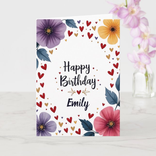 Wildflower Blooming Delicate Floral Birthday Card  (Orchid)