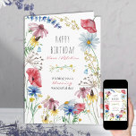 Wildflower Blooming Wonderful Floral Frame Card<br><div class="desc">Pretty wildflower birthday card which you can personalize inside and out. The design has a floral border of colourful wild flowers in pink blue red and yellow with a delicate divider and a matching bouquet on the back.</div>
