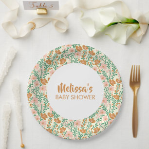 Wildflower Blooms Floral Baby Shower Custom Paper Plate