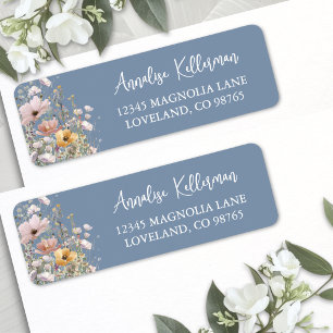 Wildflower Blue Floral Return Address