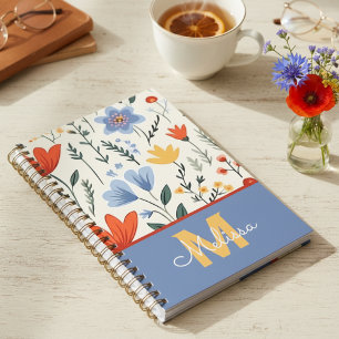 Wildflower blue red botanical planner