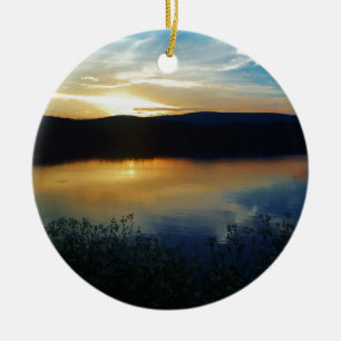 Wildflower, Blue sunset Ceramic Ornament