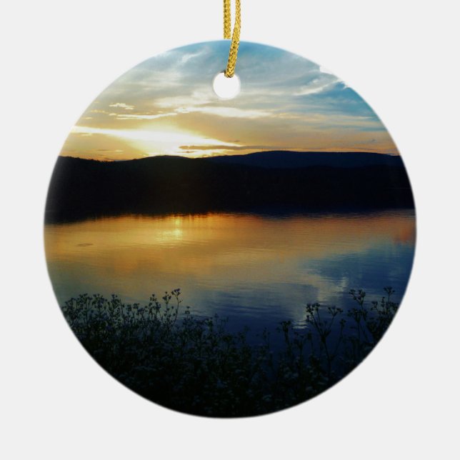 Wildflower, Blue sunset Ceramic Ornament (Front)