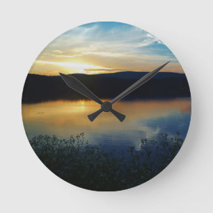 Wildflower, Blue sunset Round Clock