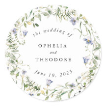 Wildflower Blue Watercolor Wedding Favour Thank Yo