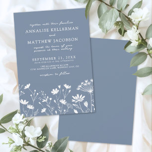 Wildflower Blue Wedding Invitation
