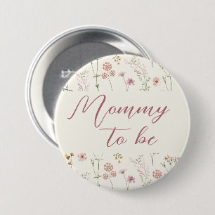 Wildflower Boho Baby Shower 3 Inch Round Button