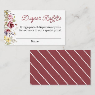 Wildflower Boho Baby Shower Diaper Raffle Ticket Enclosure Card