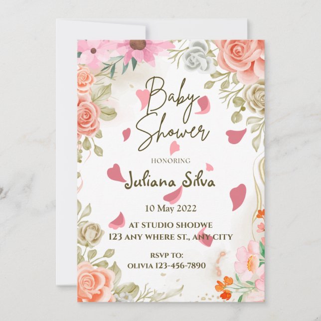 Wildflower Boho Baby Shower Invitation (Front)