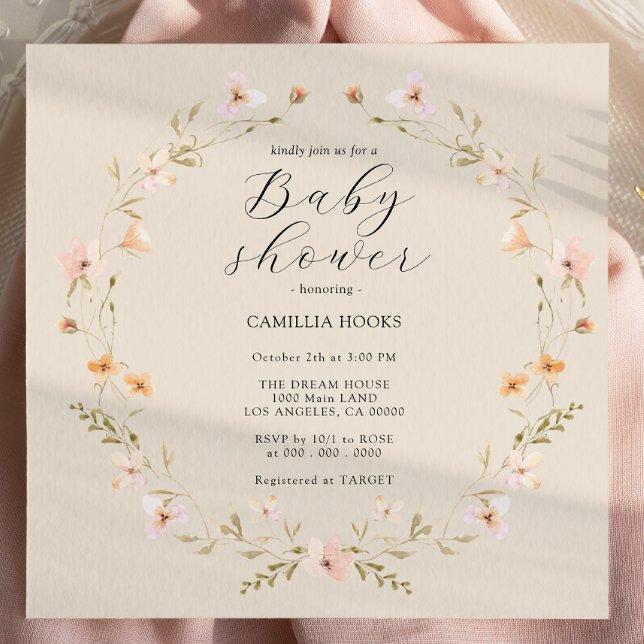 Wildflower Boho Baby Shower Invitation (Creator Uploaded)