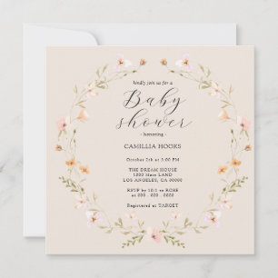 Wildflower Boho Baby Shower Invitation