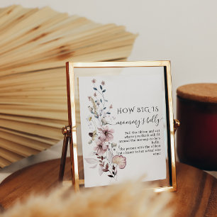 Wildflower boho Baby Shower Mommy's Belly Game Poster