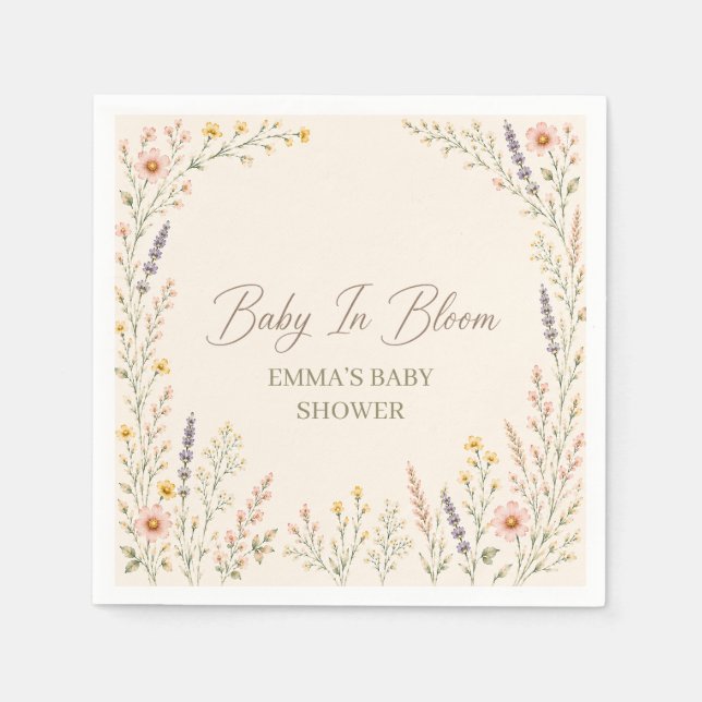 Wildflower Boho Baby Shower Paper Napkins (Front)