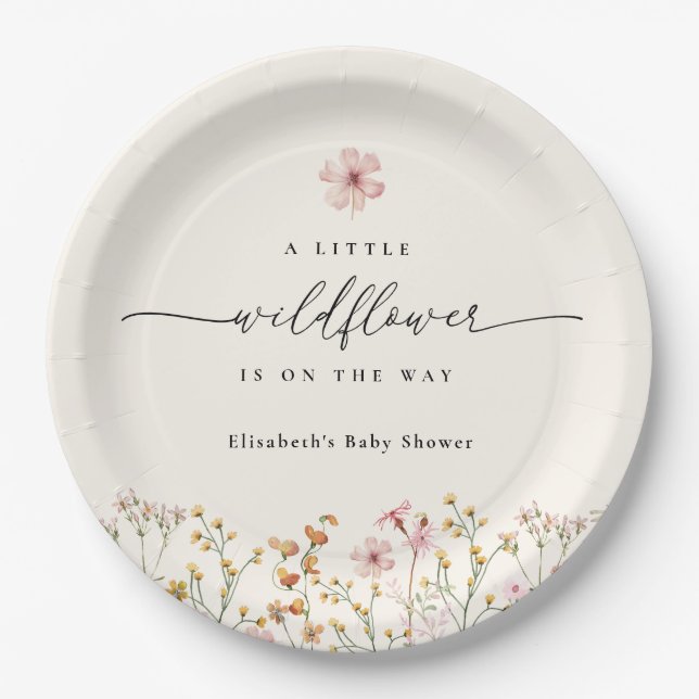 Wildflower Boho Baby Shower Paper Plate (Front)
