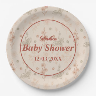 Wildflower Boho Baby Shower Paper Plate Floral Rus
