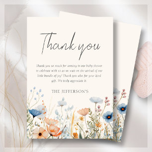Wildflower Boho Baby Shower Thank You Card