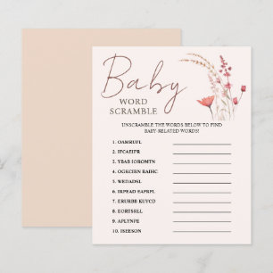  Wildflower Boho Baby Shower Word Scramble Game