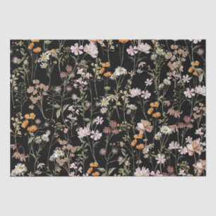 Wildflower Boho Bloom Garden Black Tissue Paper