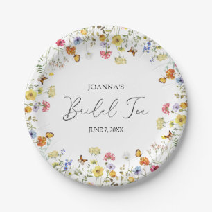 Wildflower Boho Botanical Bridal Shower Tea Paper Plate