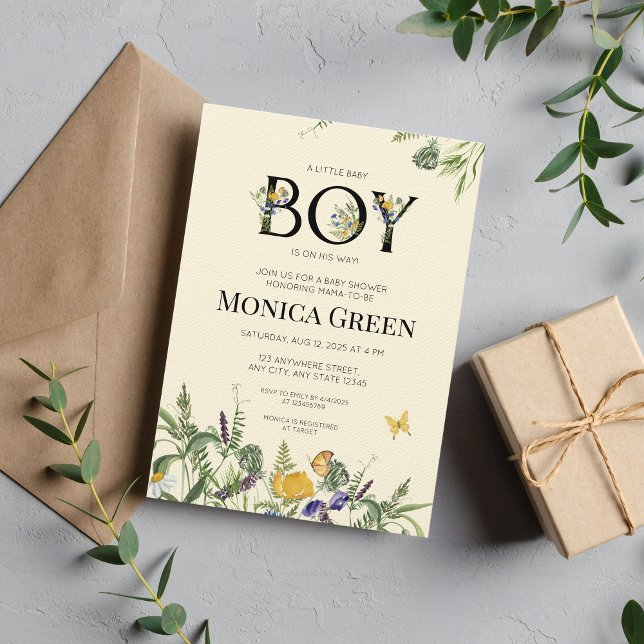 Wildflower Boho Boy Baby Shower Invitation (Creator Uploaded)