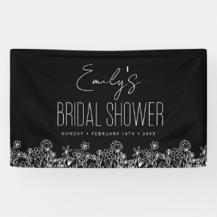 Wildflower Boho Bridal Shower Black Banner