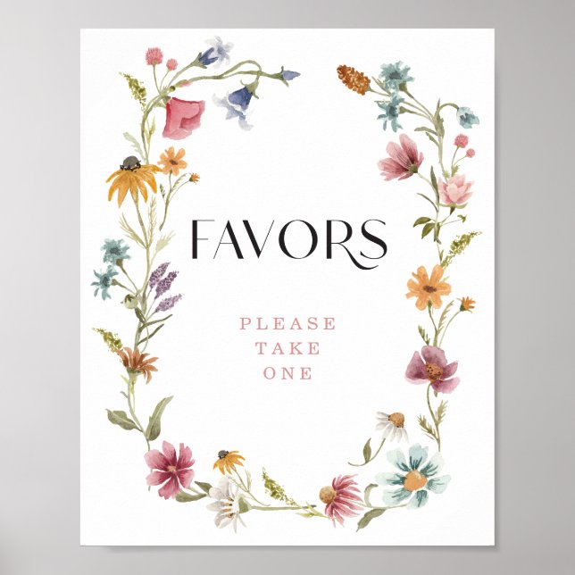 Wildflower Boho Bridal Shower Favours Sign (Front)