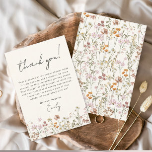 Wildflower Boho Bridal Shower Terracotta Thank You Card
