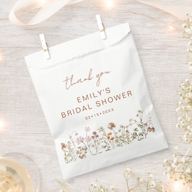Wildflower Boho Bridal Shower Thank You Garden Favour Bag (Clipped)
