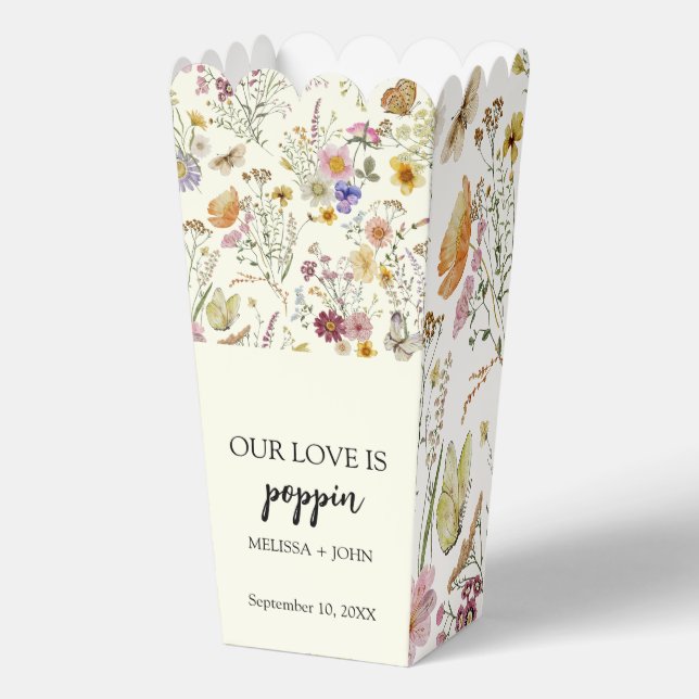 Wildflower Boho Butterfly Popcorn Favor Box (Front)