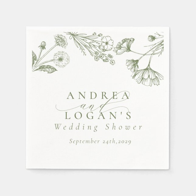 Wildflower Boho Chic Bridal Shower Napkin (Front)