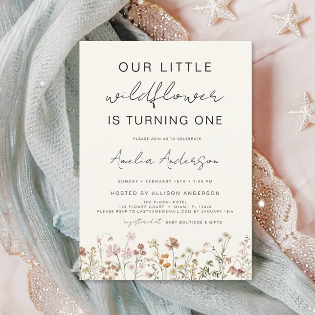 Wildflower Boho Chic First Birthday Invitation (Creator Uploaded)